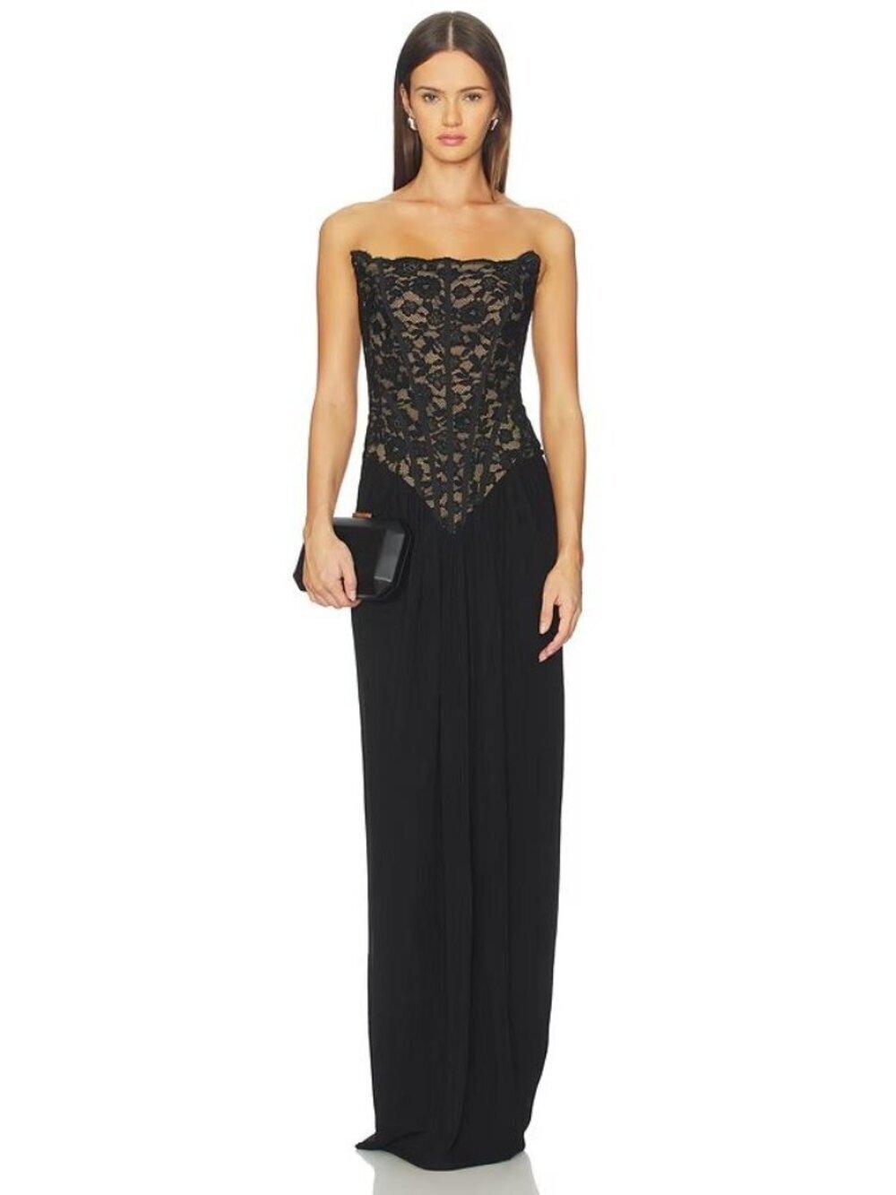 NBD Asta Strapless Lace Gown Black Womens Size XXS